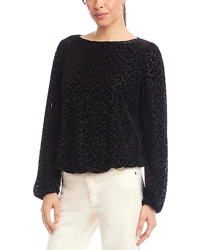 Karen Kane Blouson Sleeve Velvet Burnout Boatneck Top