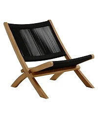Modway Vienna Outdoor Patio Teak and Rope Folding Accent Lounge Chair