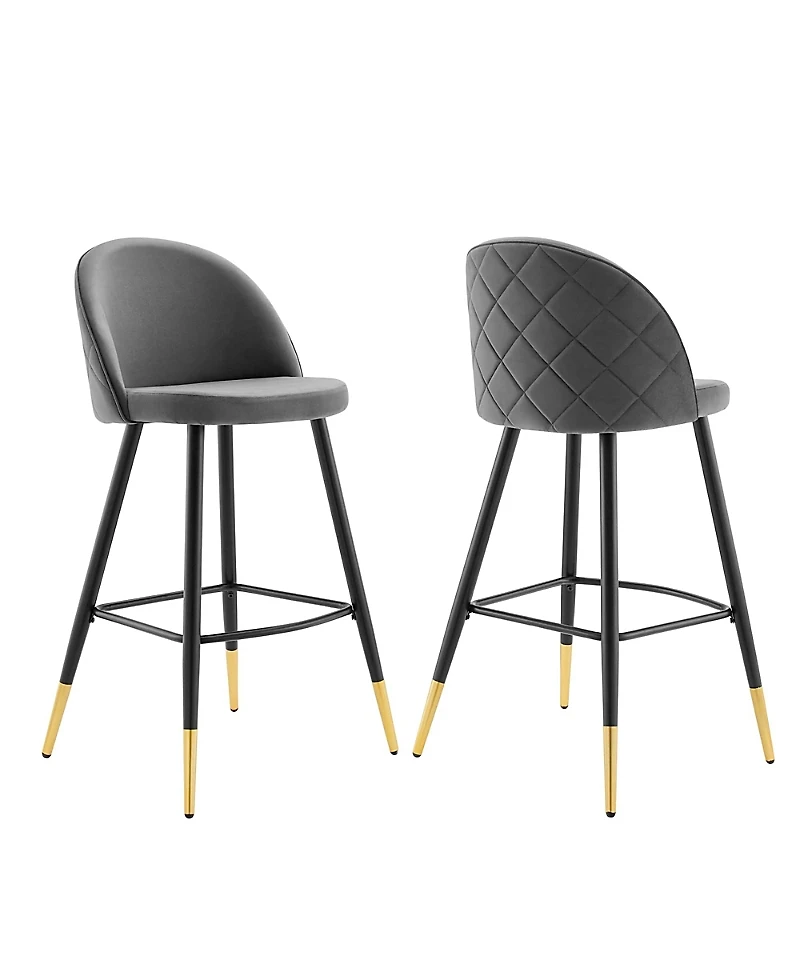 Modway Cordial Performance Velvet Bar Stools, Set of 2