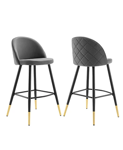 Modway Cordial Performance Velvet Bar Stools, Set of 2