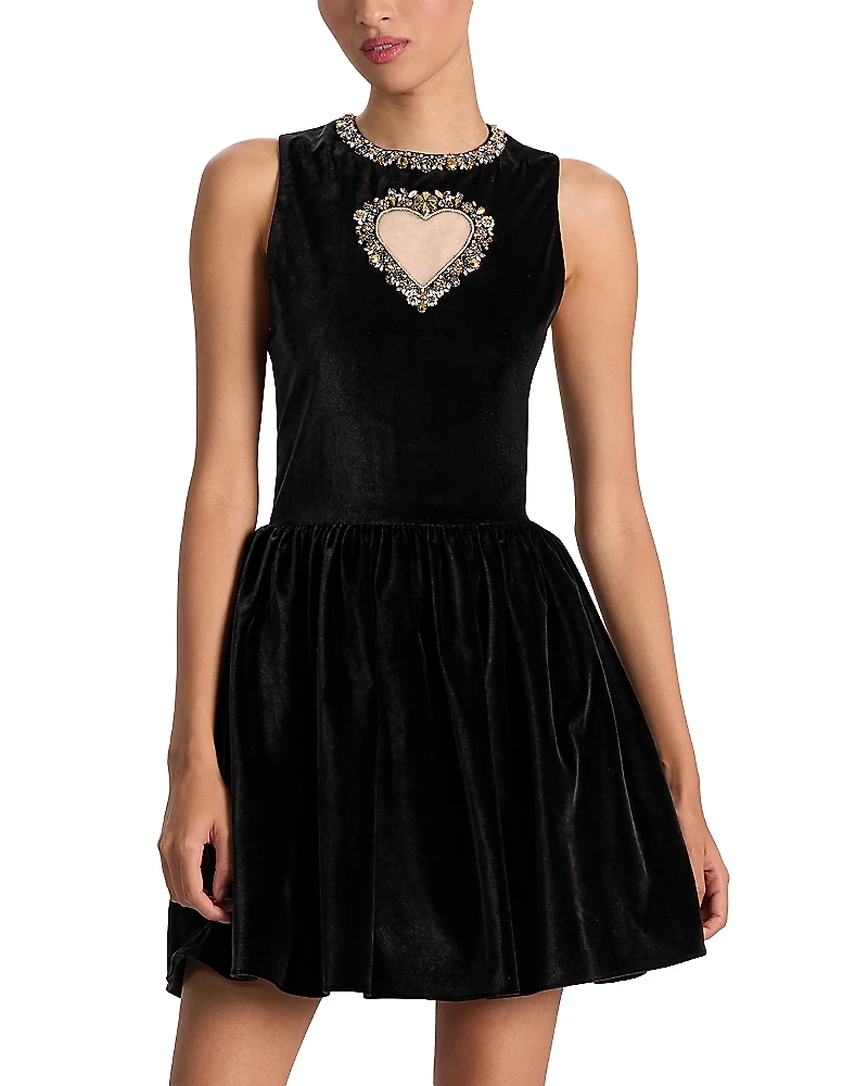 Alice and Olivia Ella Embellished Sleeveless Dress