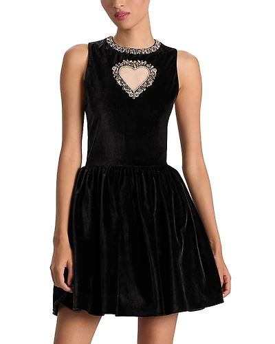 Alice and Olivia Ella Embellished Sleeveless Dress