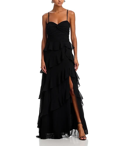 Aqua Chiffon Tiered Ruffled Dress - Exclusive