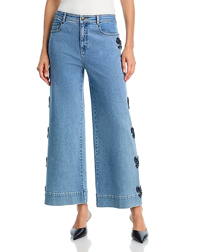 Cinq a Sept Rhinestone Bow Betsy High Rise Jeans