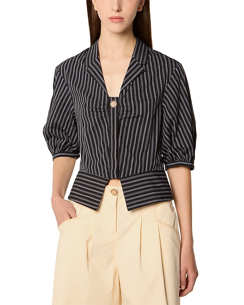 TRESSE Cropped Shirt with Puff Sleeves