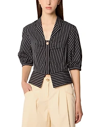 TRESSE Cropped Shirt with Puff Sleeves