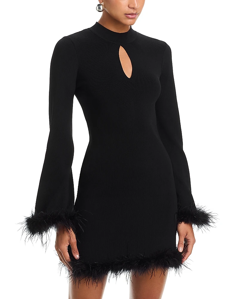 Wayf Carly Feather Trim Dress