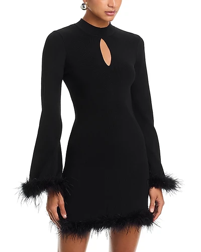 Wayf Carly Feather Trim Dress