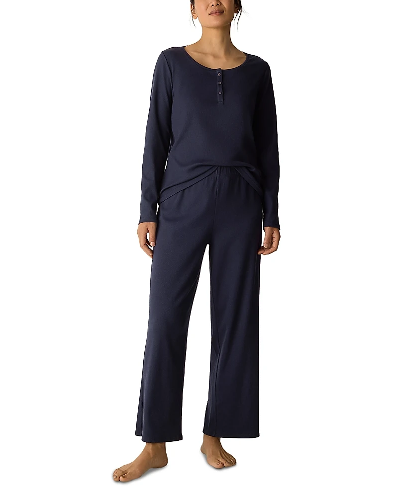 Eileen Fisher Ribbed Henley Ankle Sleep Set