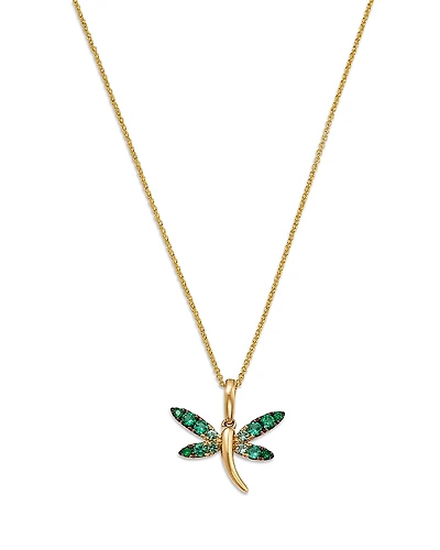 Bloomingdale's Fine Collection Emerald Ombre Dragonfly Pendant Necklace