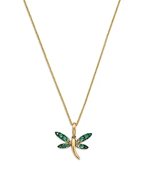Bloomingdale's Fine Collection Emerald Ombre Dragonfly Pendant Necklace