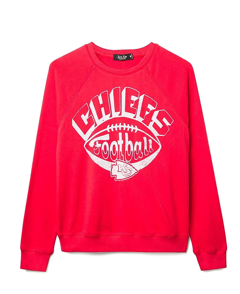 Junk Food Clothing Women's Nfl Kansas City Chiefs Football Raglan Crew Fleece