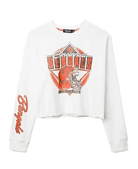 Junk Food Clothing Women's Nfl Cincinnati Bengals Helmet Crop Fleece