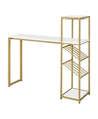 Furniture of America Danby Steel Frame Bar Table with Wine Shelf