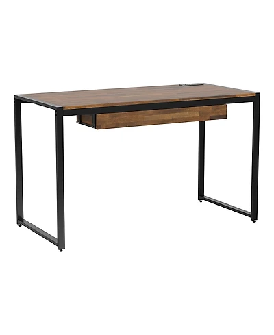Furniture of America Rilla Steel Base 1-Drawer Writing Desk with Usb Ports and Outlets
