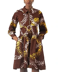 Busayo Kolawole Printed Zip Front Elbow Sleeve Dress