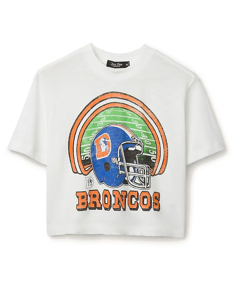 Junk Food Clothing Women's Nfl Denver Broncos Game Time Mock Neck Crop Tee