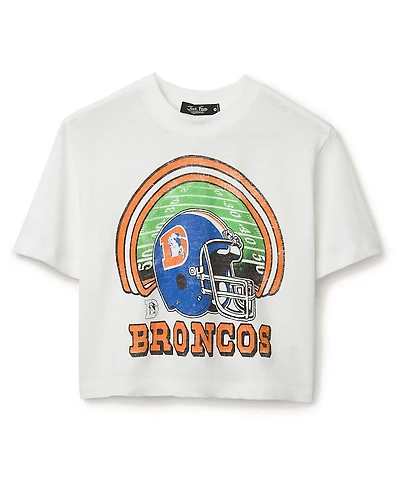 Junk Food Clothing Women's Nfl Denver Broncos Game Time Mock Neck Crop Tee