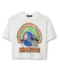 Junk Food Clothing Women's Nfl Denver Broncos Game Time Mock Neck Crop Tee