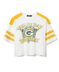 Junk Food Clothing Women's Nfl Green Bay Packers Striped Crop Tee