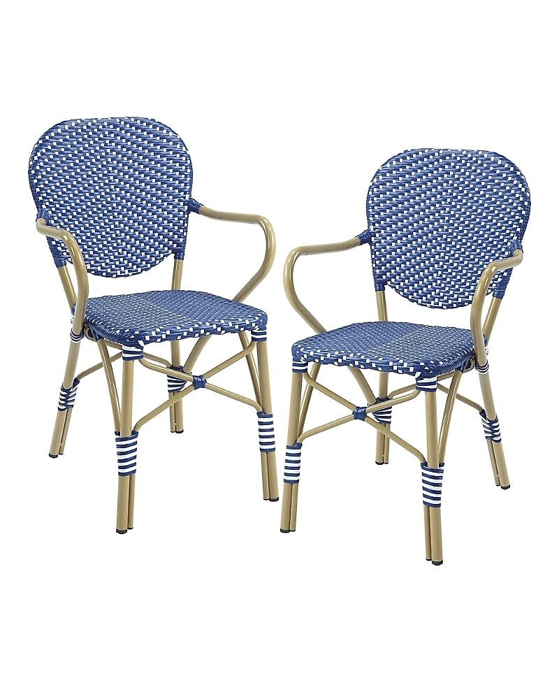 Furniture of America Milan Pe Wicker Patio Arm Chairs, Set of 2