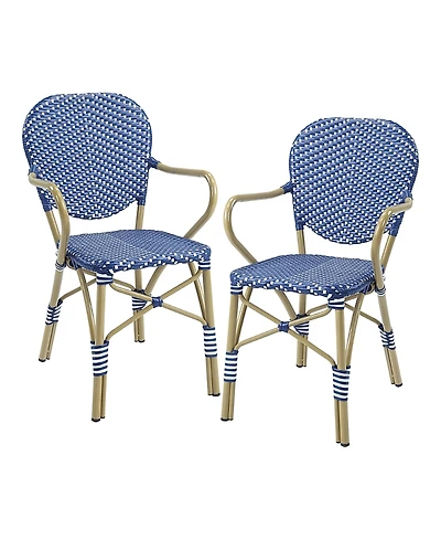 Furniture of America Milan Pe Wicker Patio Arm Chairs, Set of 2