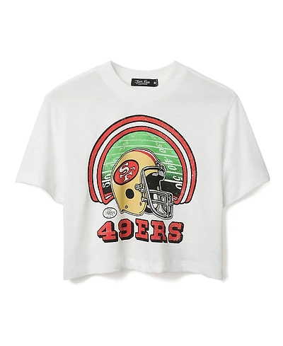 Junk Food Clothing Women's Nfl San Francisco 49ers Game Time Mock Neck Crop Tee