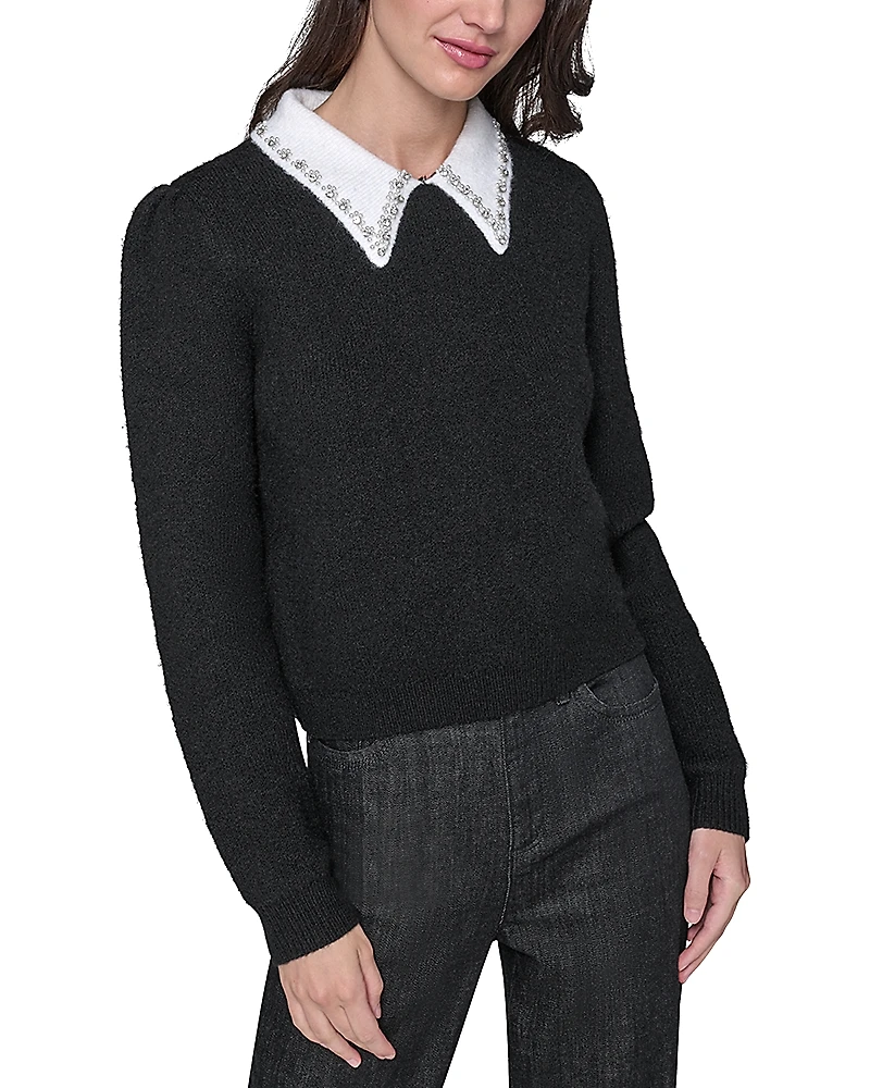 Karl Lagerfeld Paris Embellished Collar Sweater