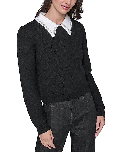 Karl Lagerfeld Paris Embellished Collar Sweater