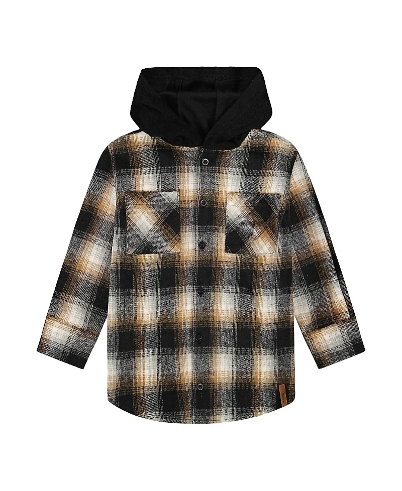 Deux par Deux Boys' Hooded Polar Fleece Overshirt with Hood - Little Kid, Big Kid