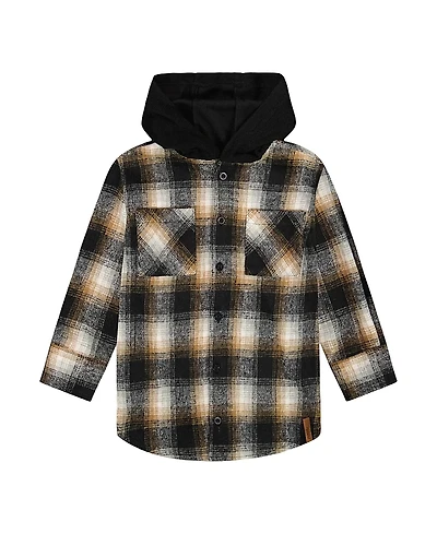 Deux par Deux Boys' Hooded Polar Fleece Overshirt with Hood - Little Kid, Big Kid