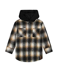 Deux par Deux Boys' Hooded Polar Fleece Overshirt with Hood - Little Kid, Big Kid