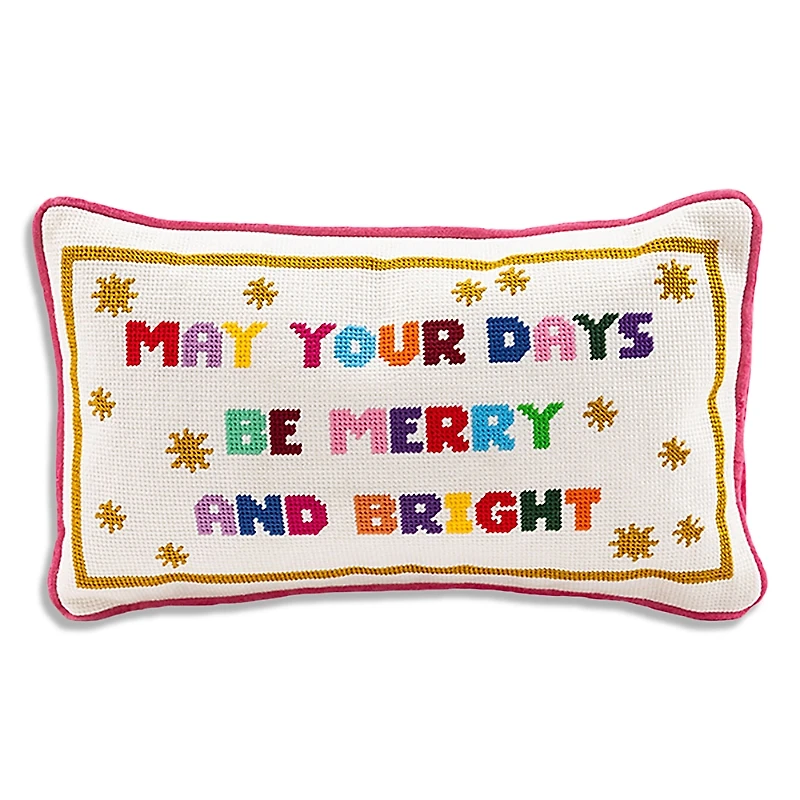 Furbish Studio Merry & Bright Needlepoint Pillow