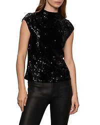 Sanctuary Funnel Neck Sequin Top