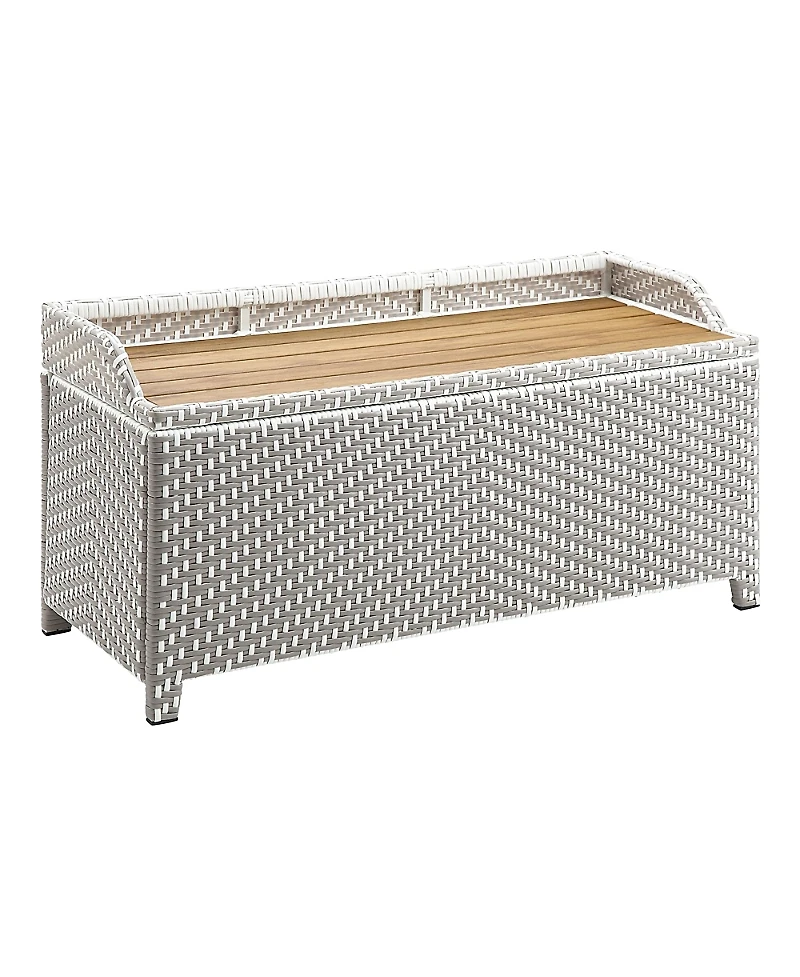 Furniture of America Tomkins Aluminum and Pe Wicker Slatted Seat Outdoor Storage Bench