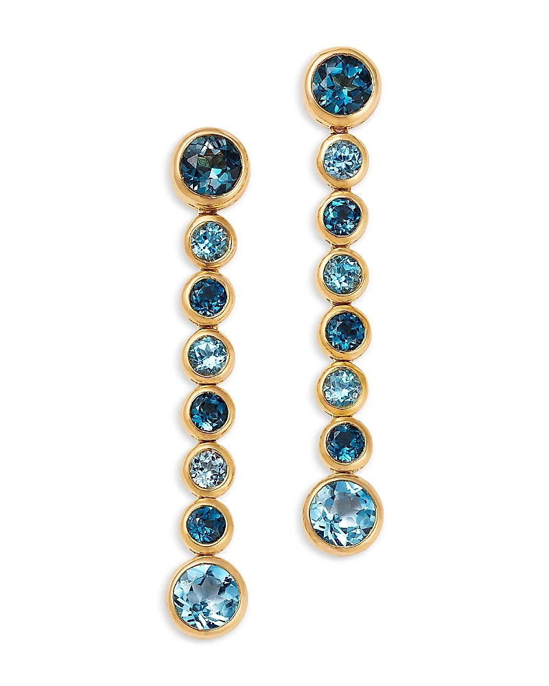 Bloomingdale's Fine Collection London Blue Topaz & Blue Topaz Bezel Set Linear Earrings