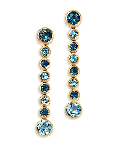 Bloomingdale's Fine Collection London Blue Topaz & Blue Topaz Bezel Set Linear Earrings