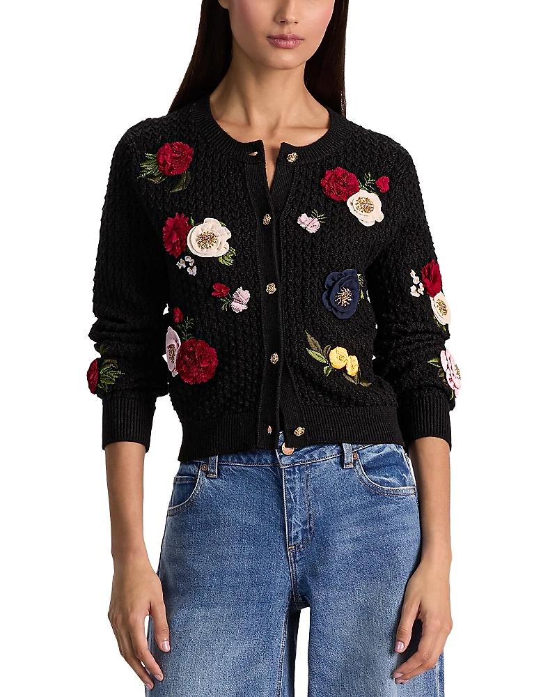 Alice and Olivia Dollie Floral Cardigan Sweater