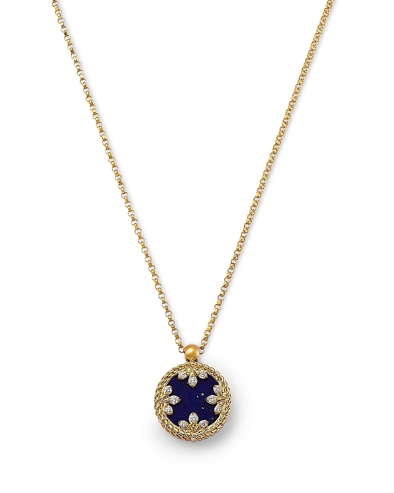 Roberto Coin 18K Yellow Gold Venetia Medallion Blue Lapis & Diamond Petite Pendant Necklace