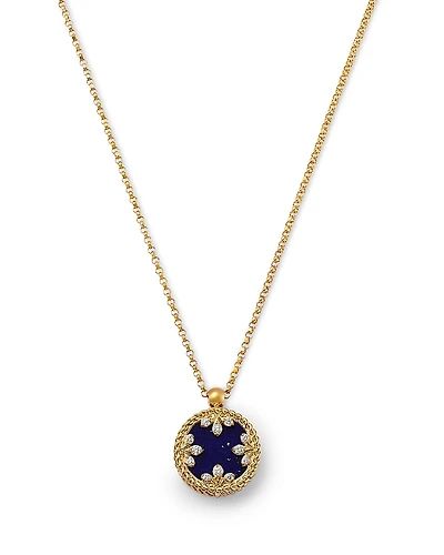 Roberto Coin 18K Yellow Gold Venetia Medallion Blue Lapis & Diamond Petite Pendant Necklace