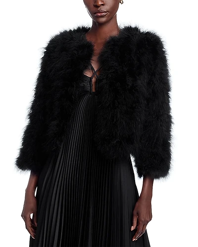 Adrienne Landau Esti Marabou Feather Jacket