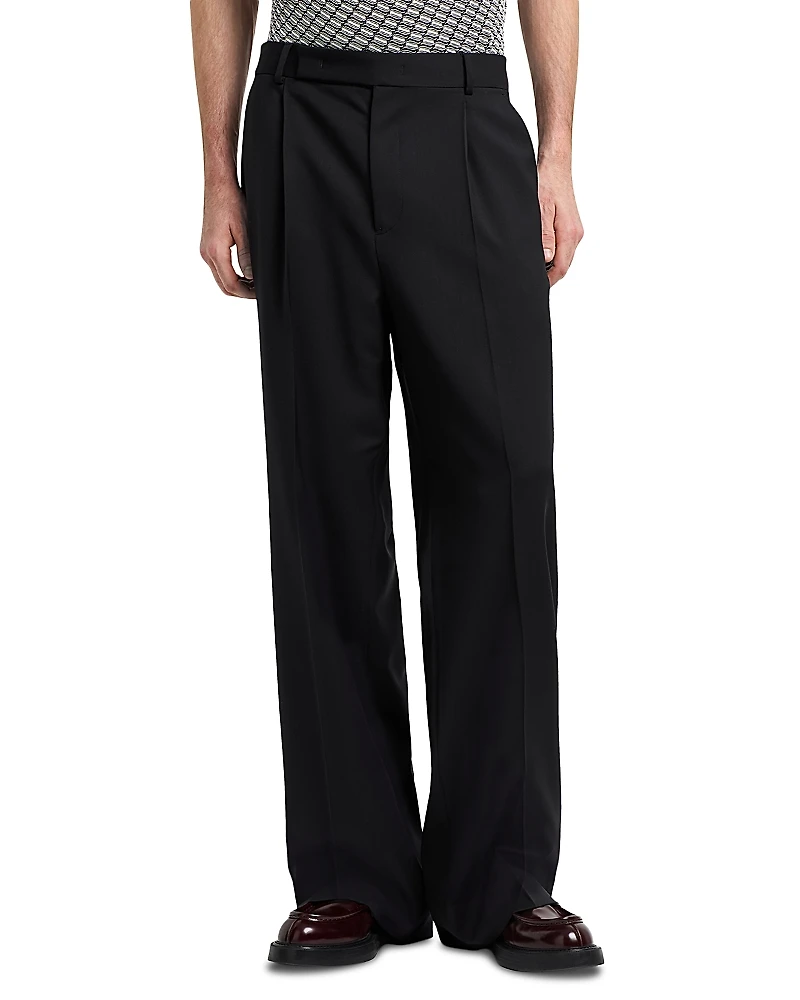 Emporio Armani Saglia Wide Leg Wool Trousers