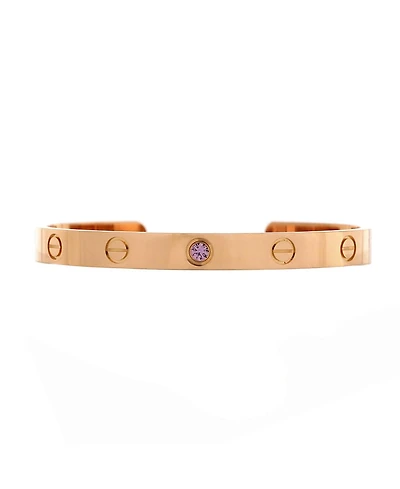 Pre-Owned Cartier Love Cuff Bracelet 18K Rose Gold with Pink Sapphire