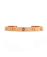 Pre-Owned Cartier Love Cuff Bracelet 18K Rose Gold with Pink Sapphire