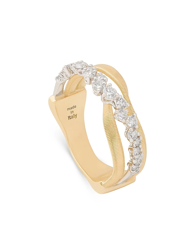 Marco Bicego 18K Yellow Gold Marrakech Diamond Three Strand Crossover Ring