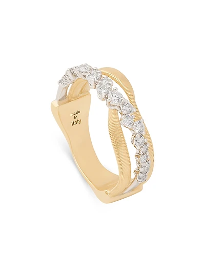 Marco Bicego 18K Yellow Gold Marrakech Diamond Three Strand Crossover Ring