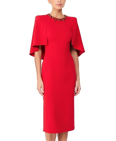 Jenny Packham Ursa Embellished-Neck Midi Dress