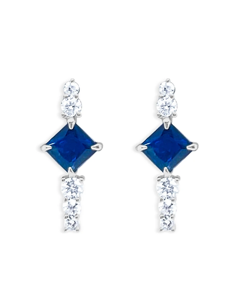 Meira T 14K White Gold Blue Sapphire & Diamond Spike Stud Earrings