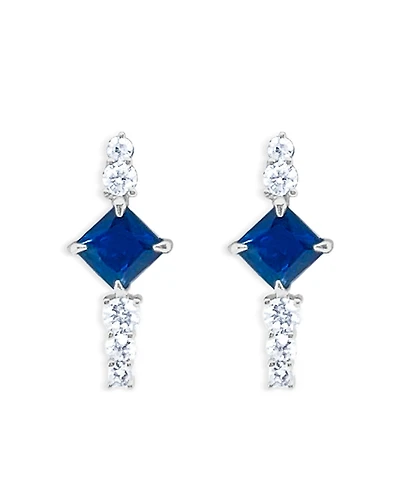 Meira T 14K White Gold Blue Sapphire & Diamond Spike Stud Earrings