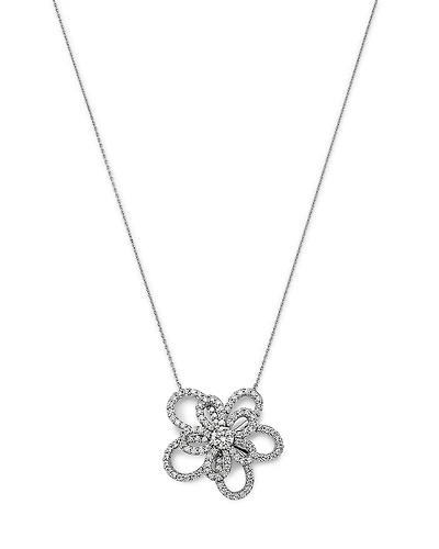 Bloomingdale's Fine Collection Diamond Micropave Flower Pendant Necklace